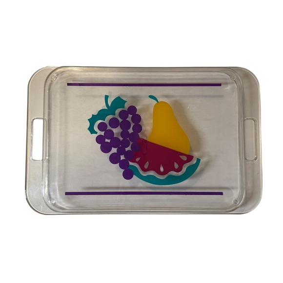 Retro Fruit Design Serving Tray Acyrlic Kitchen Decor Breakfast in Bed 80s Style - Picture 1 of 8